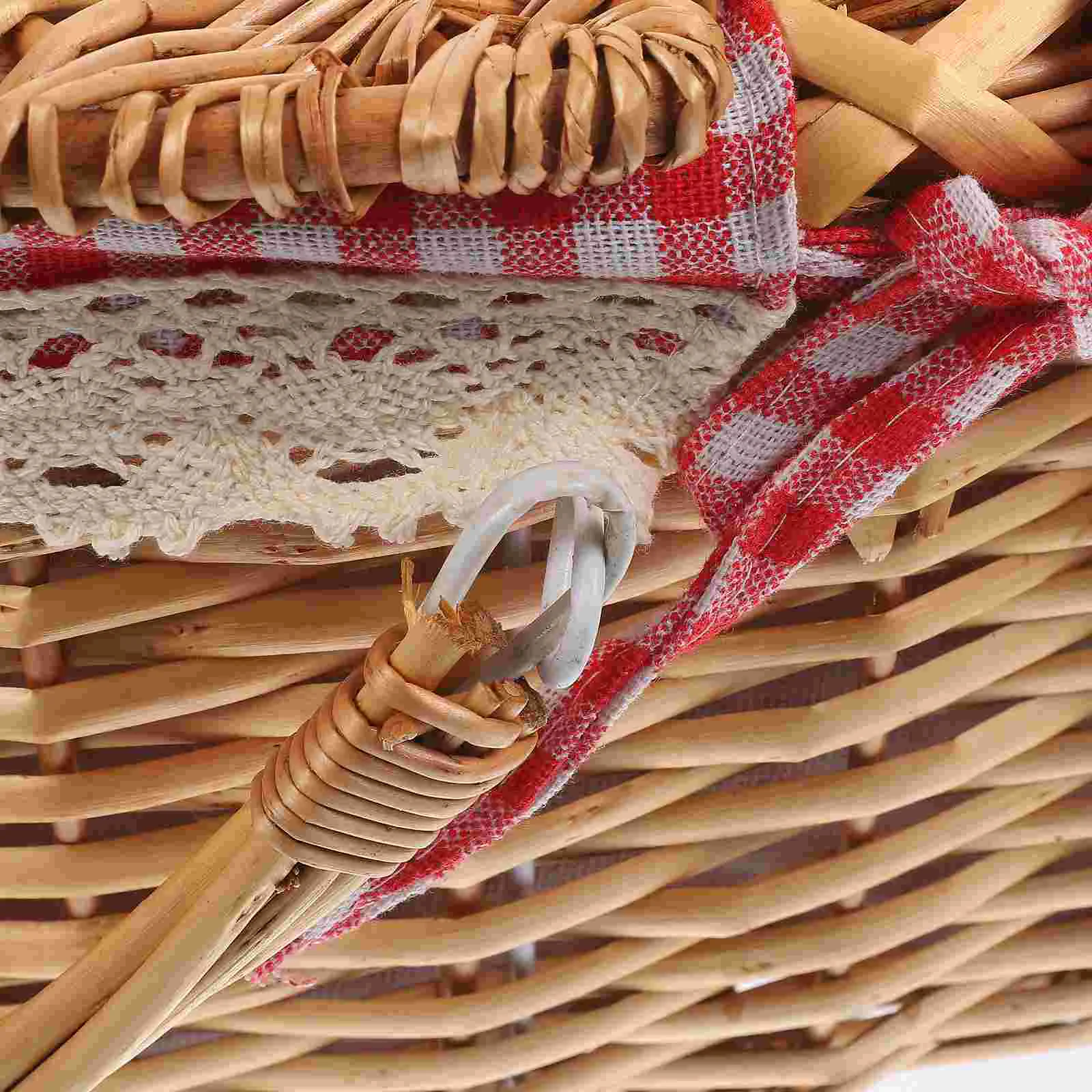 Basket Picnic Outdoor Decor Rustic Wicker with Cover Woven Storage Baskets Hamper Basketball