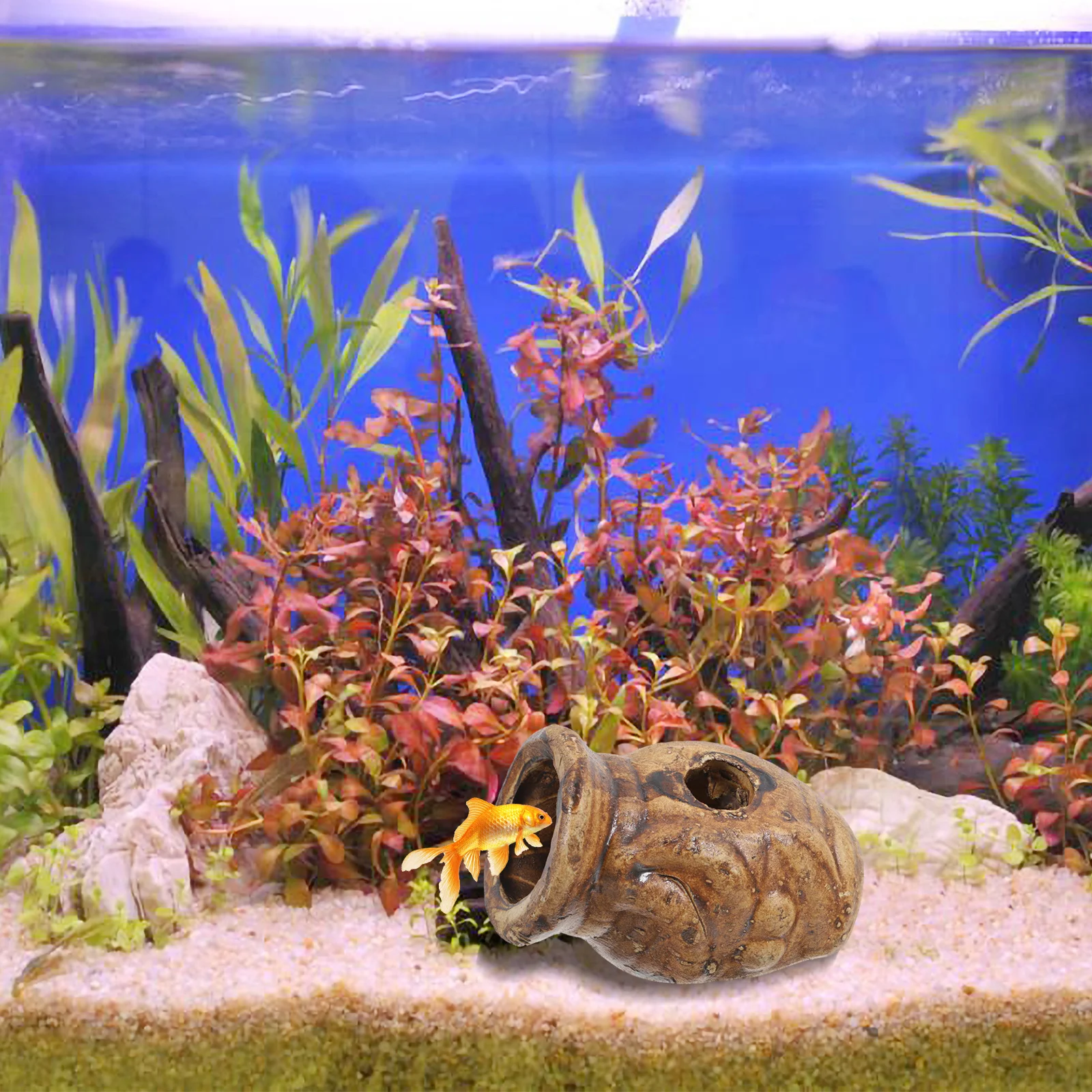

Aquarium Decor Fish Hideout Cave Ceramic Tunnel for Betta Shrimp Turtle Basking Platform Fish Tank Caves Hiding Place Breeding