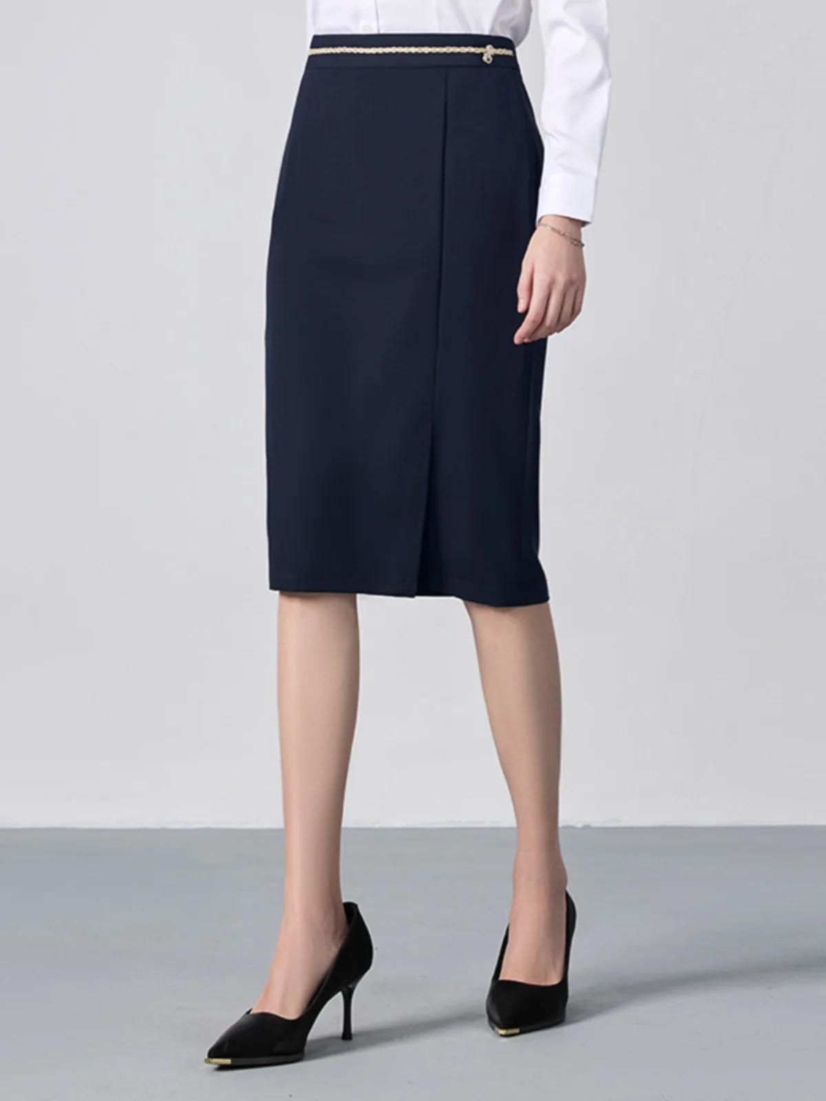 Business Professional  Color Commute High Waist Midi Skirt Women's Autumn New Style Slimming Wrap around Skirt