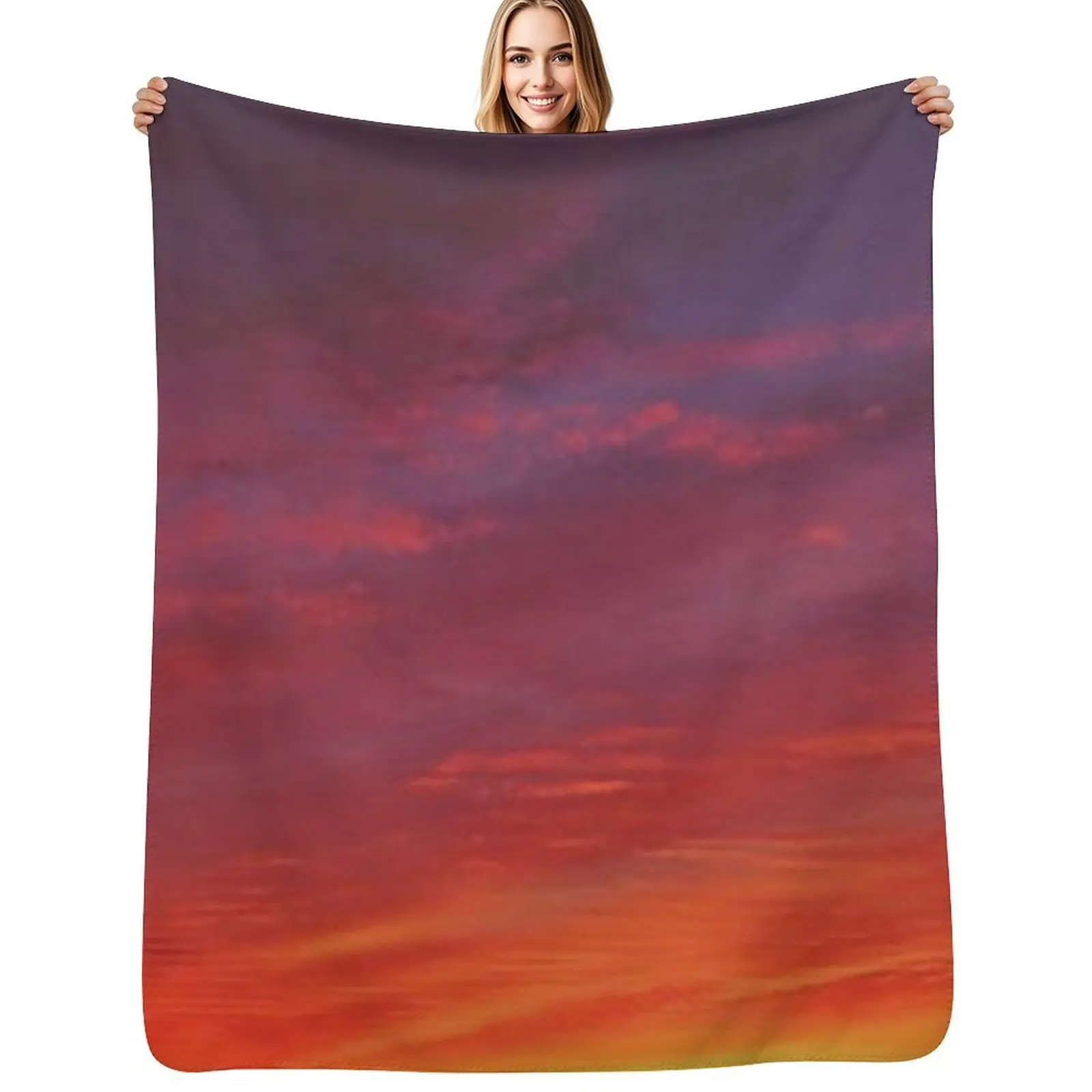 Orange and Purple Sunrise Throw Blanket Soft Plush Plaid Soft Plaid funny gift Moving sofa bed Blankets