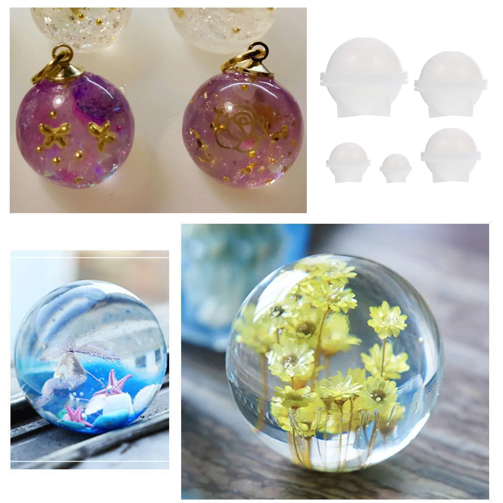 

Silicone Ball Mold for Pendant Accessories Reusable Durable Craft Tool Sphere Shape Jewelry Parts DIY Supplies