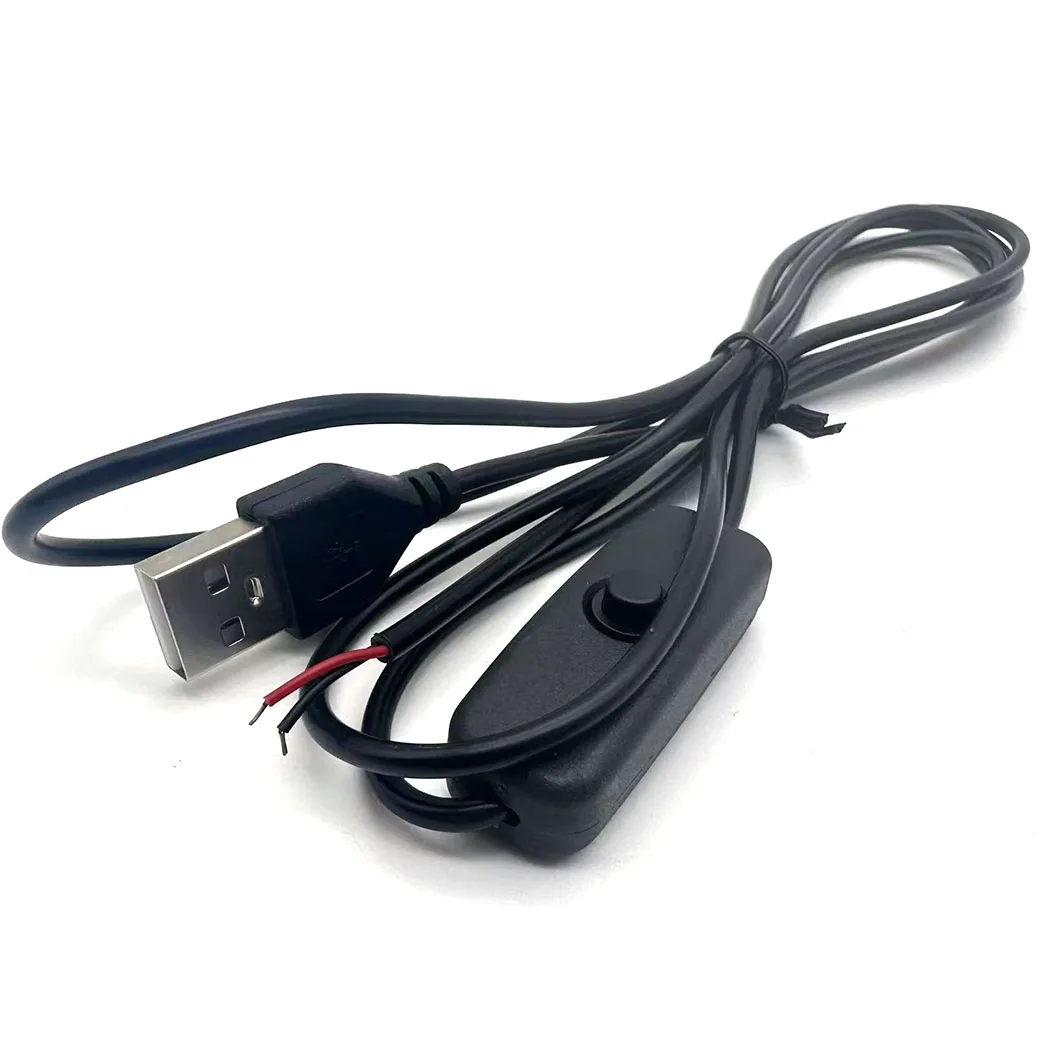 USB Connector Cable Extension 2 Pin Power Supply Wire On/Off Switch Electrical 5V Wire Black/White For LED Lighting DIY