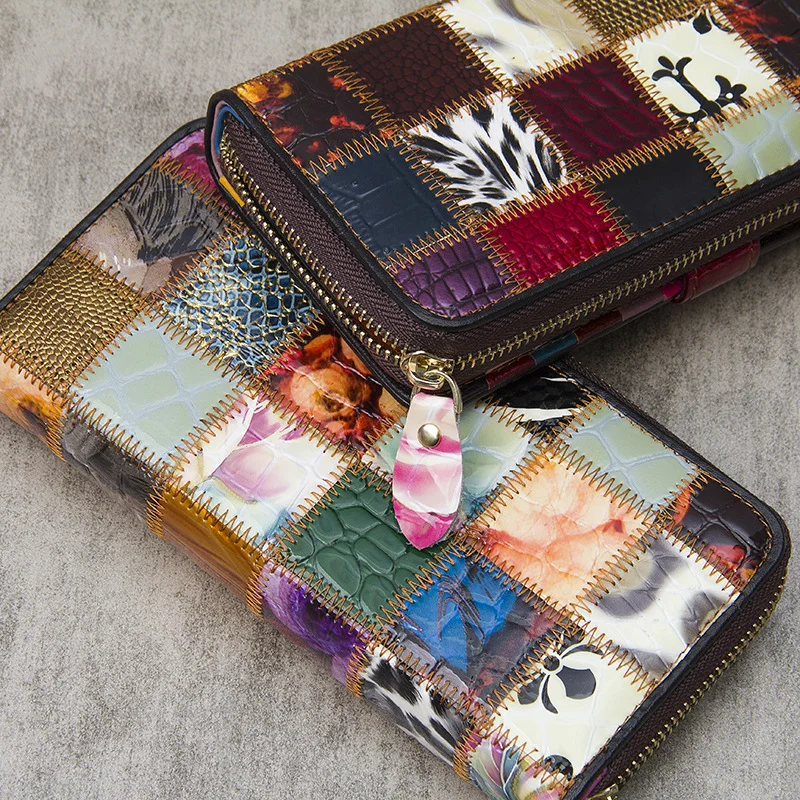 Colorful Women's Splice Casual Wallet Single Pull Buckle Patchwork Card Holder Bank Zipper Money Clip Zero Wallets ID Bag Purse