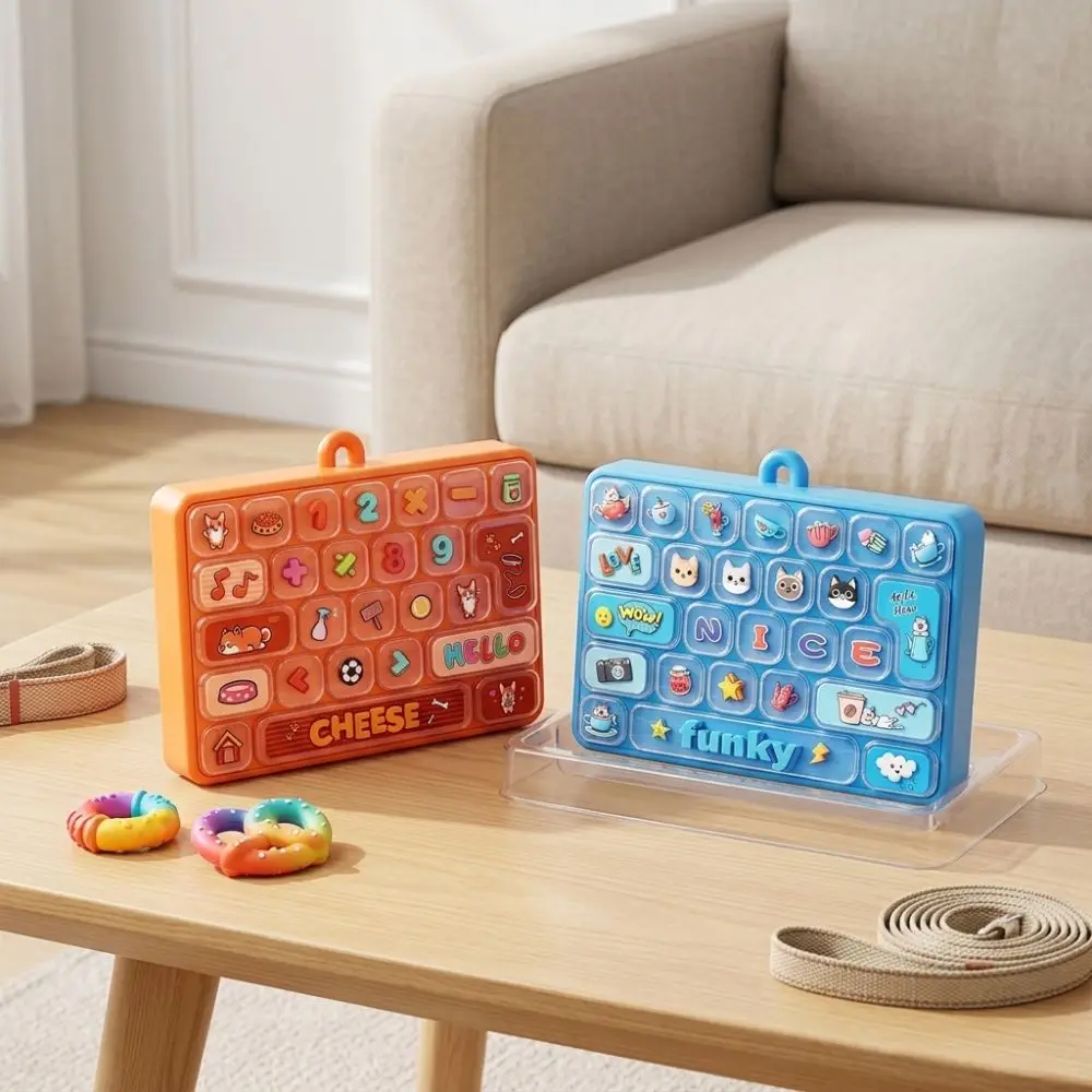 Cartoon 26 Keys Fidget Keyboard Plastic Clickable Keys Mechanical Keyboard Keychain Animal Patterns Clear Key Sounds