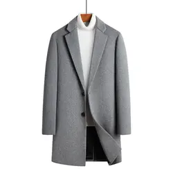 51% Wool Autumn and Winter Outdoor Fashion Casual Men Slim Trend Business Gentleman Korean Medium Long Woolen Coat