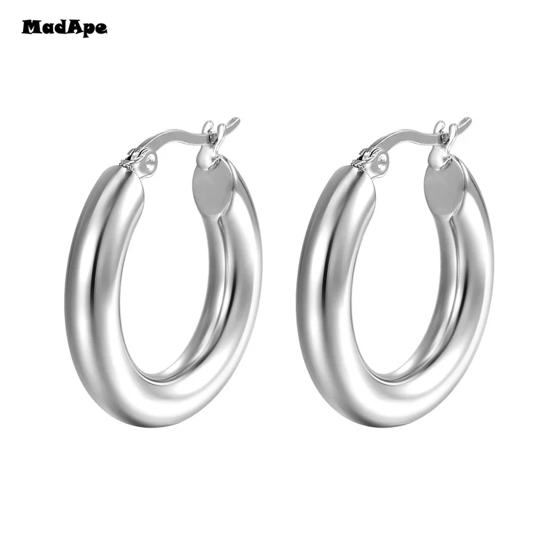 Silver Color Chunky Hoop Earrings for Women Punk Ear Jewelry 2022 New Wholesale