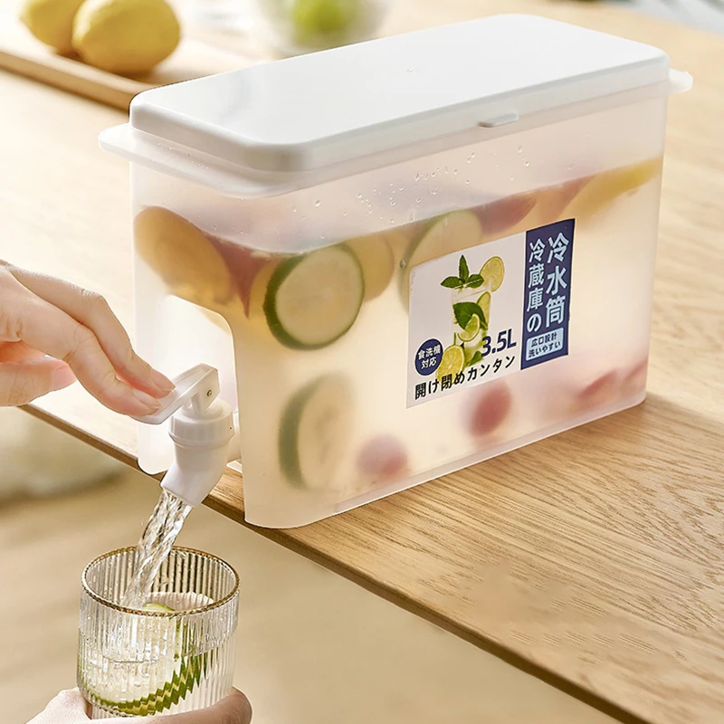 Summer Plastic Cold Water Bottle With Faucet Home Refrigerator Thickened Drink Bucket Outdoor Fridge Organizer