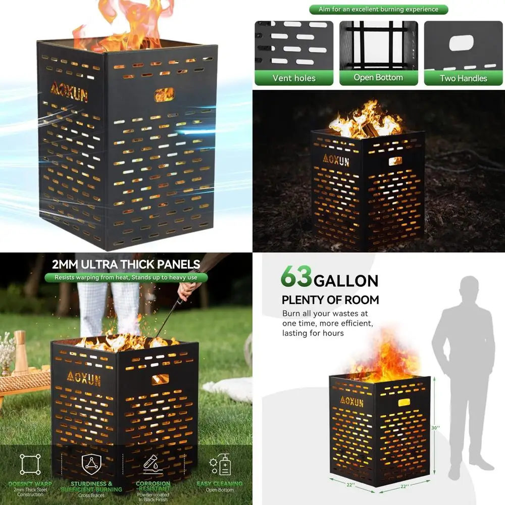 

Heavy-Duty 63 Gallon Outdoor Incinerator Drum with Burn Cage for Yard Waste, Paper, Leaves, and More