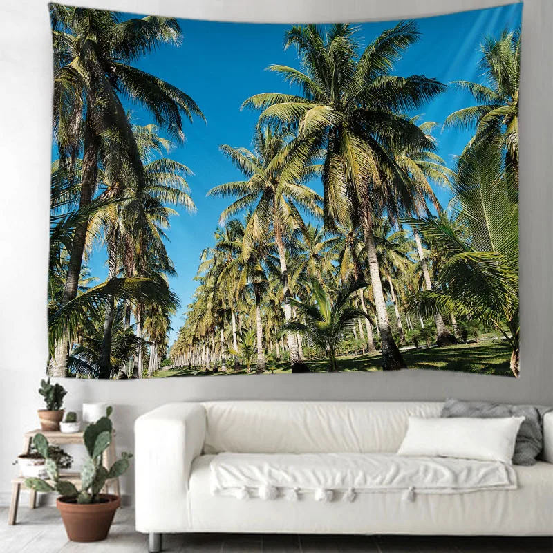 VIKAMA Simple Sea View Tapestry, Hawaiian Vacation Style Bedroom And Living Room Background Fabric For Home Decoration