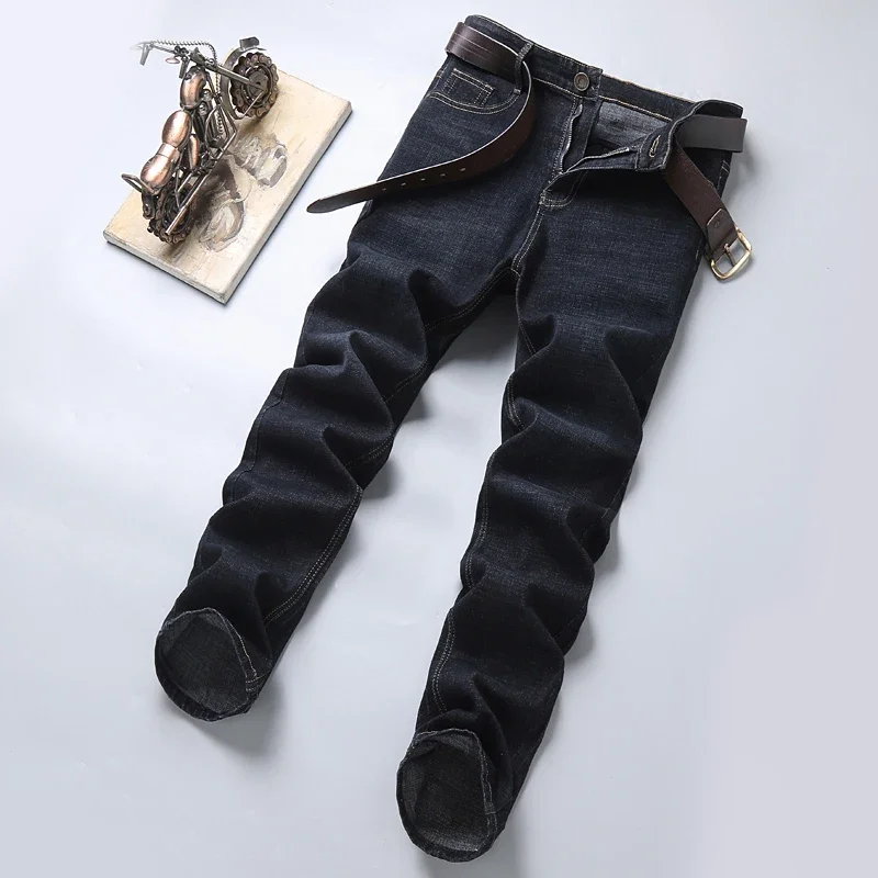 2023 New Men's Slim Elastic Jeans Fashion Business Classic Style  Denim Pants Trousers Male