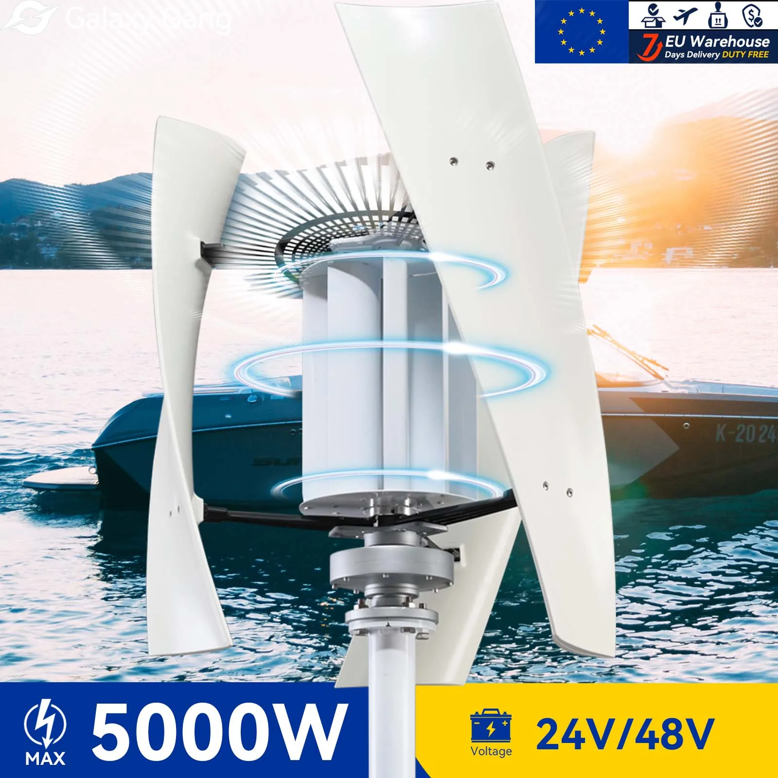 

Galaxy Gang 5KW 5000w Vertical Axis Maglev Windmill Turbine High Voltage Generator 24V 48V With Hybrid Charge Controller GGX5