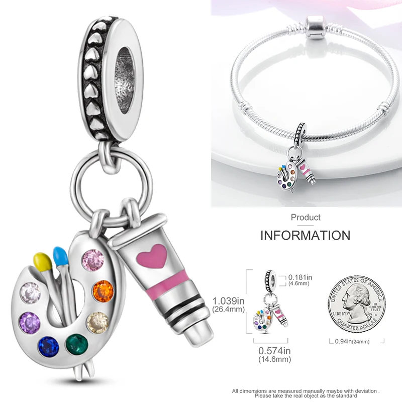 925 Sterling Silber Sport-Charm-Perlen Tennis-Schläger Boxhandschuhe Hantel Fitness DIY Armband Halskette Geschenk für Sportler – Detail 13