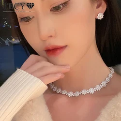 TBCYD 100% Real Moissanite Sunflower Necklace For Women Passed Diamond Test 925 Sterling Silver Wedding Party Sparkling Choker