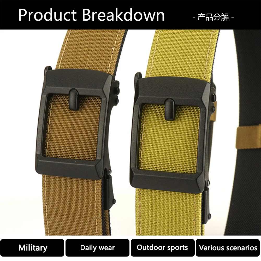 TUSHI Belt Hard Tactical Belt for Men Metal Automatic Buckle IPSC Gun Belt 1100D Nylon Military Belt Outdoor Sports Girdle Male