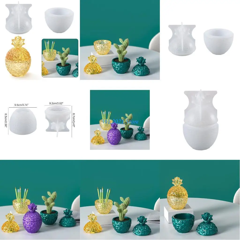 

G5GC Pineapple Box Mold DIY Resin Crystal Jewelry Mold for Pen Holder