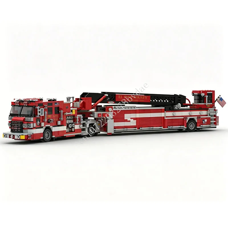 1802 PCS Fire Truck Ladder Rescue Vehicle Building Blocks Set City Emergency Service Assembly Model Gift for Adults Decoration