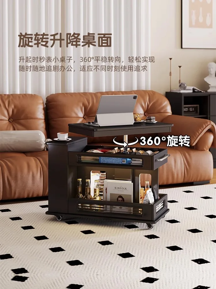 Home small cart with movable coffee table and lift, new minimalist small apartment design light luxury high-end feeling