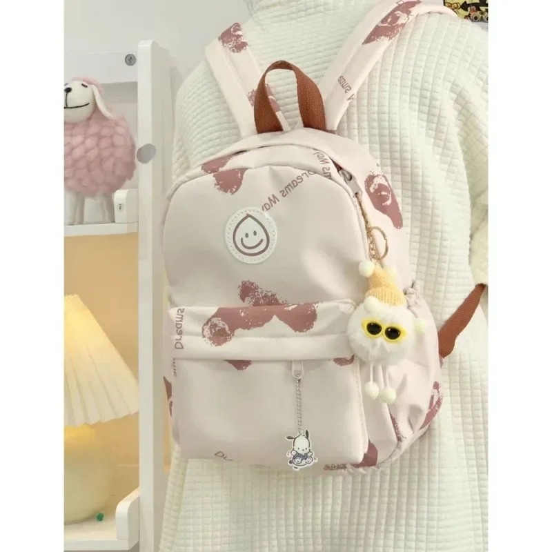 MOBO Cute Backpacks Women Bear Print Fashion Girl Bag 2024 Korean Style Simple Casual Versatile Zips Backpacks for Ladies