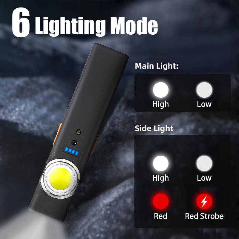 Heinast LED Keychain Flashlight USB-C Rechargeable 600Lm Portable Mini Torch Light Pocket Lantern Flood Work Light With Magnet