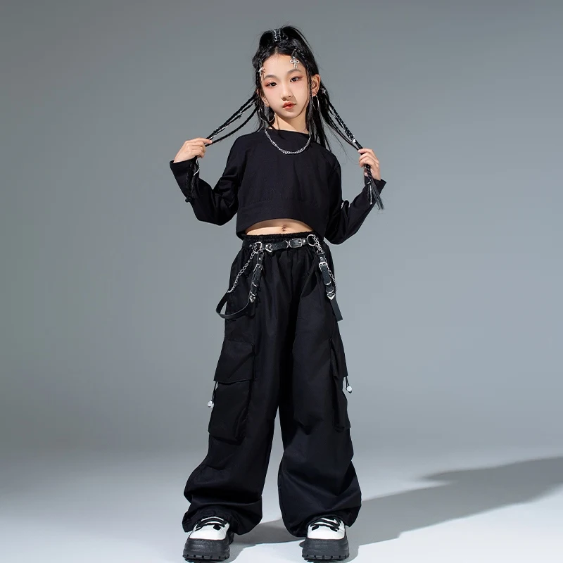 New Children'S Ballroom Dance Suits Kids Hip Hop Clothing Girls Jazz Dance Costume Kpop Outfits Stage Street Wear DW10407