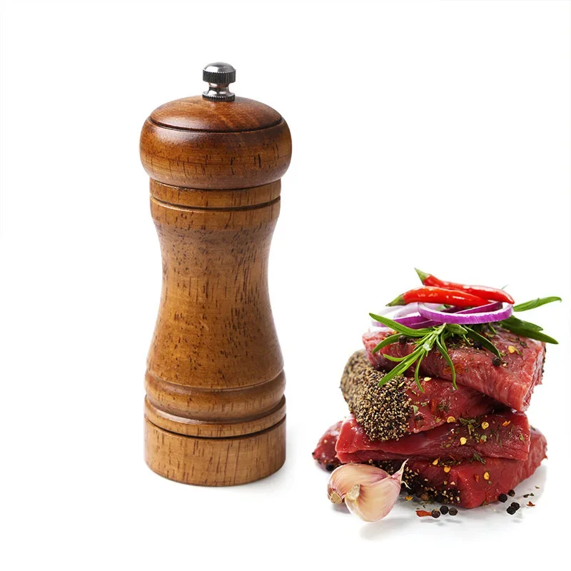 1pc 5-inch oak salt pepper grinder, solid wood spice pepper grinder, kitchen cooking tool Multi use seasoning bottle tools