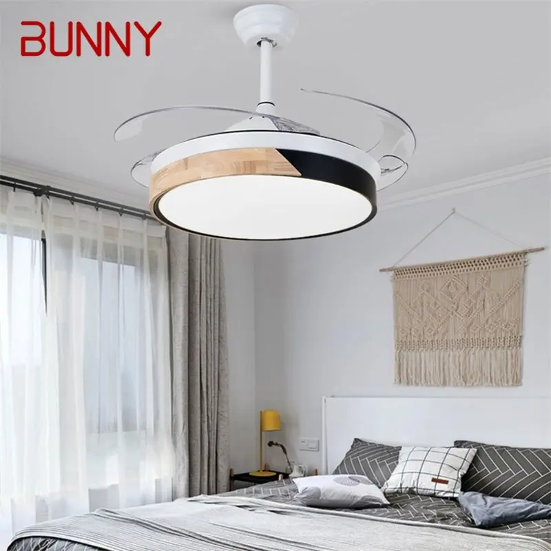 

BUNNY Ceiling Fan Light Invisible Lamp Remote Control Modern Simple Cartoon LED For Home Children Bedroom