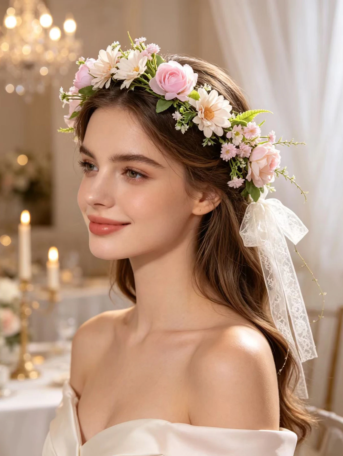 إكليل زهور صناعية وردية، طوق ر - مراجعة Supply Florist وسعره