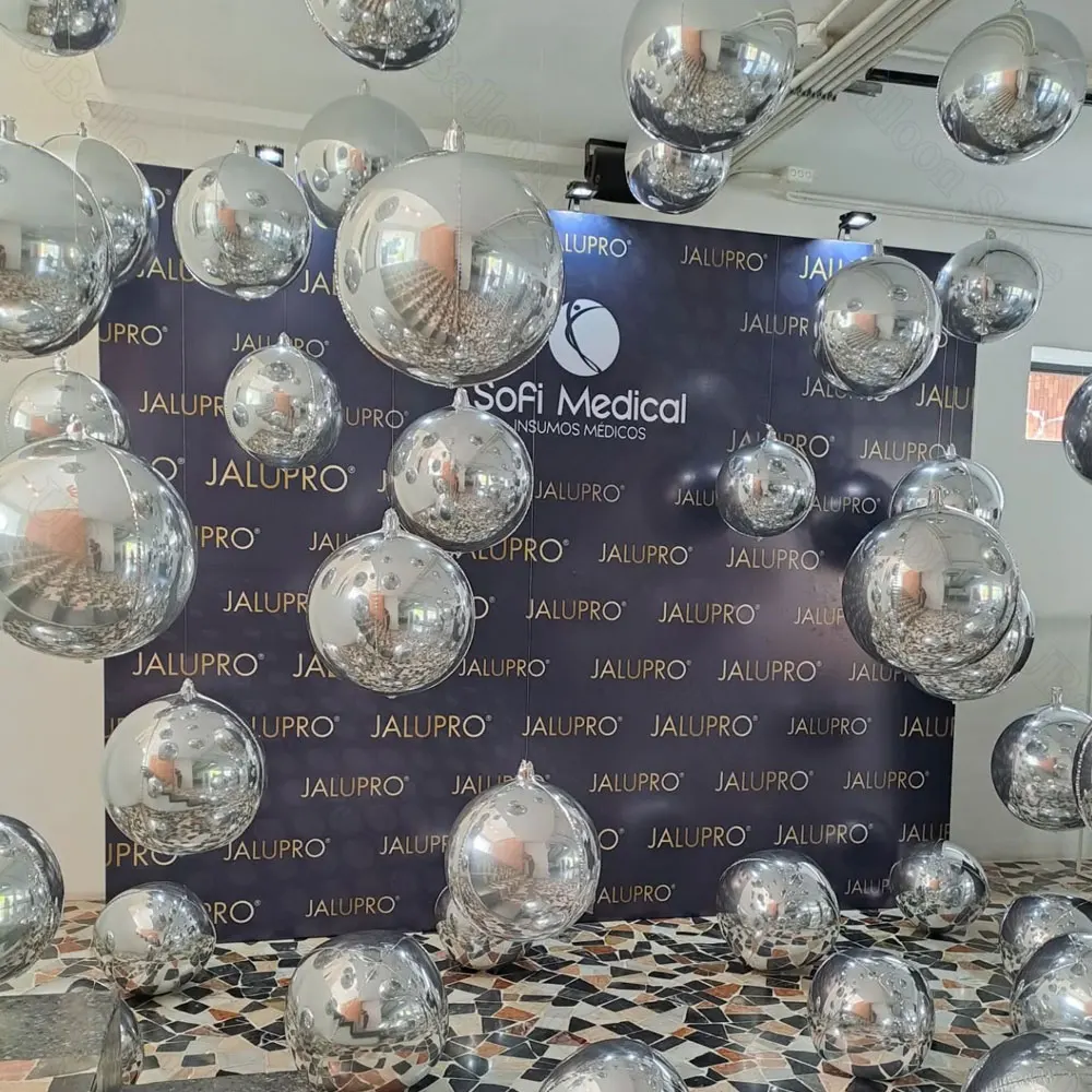 10 Stück silberne 4D-Rundballons 10 18 22 32 Zoll große metallische Silberfolienballons für Geburtstag, Hochzeit, silberne Partydekorationen – Detail 9