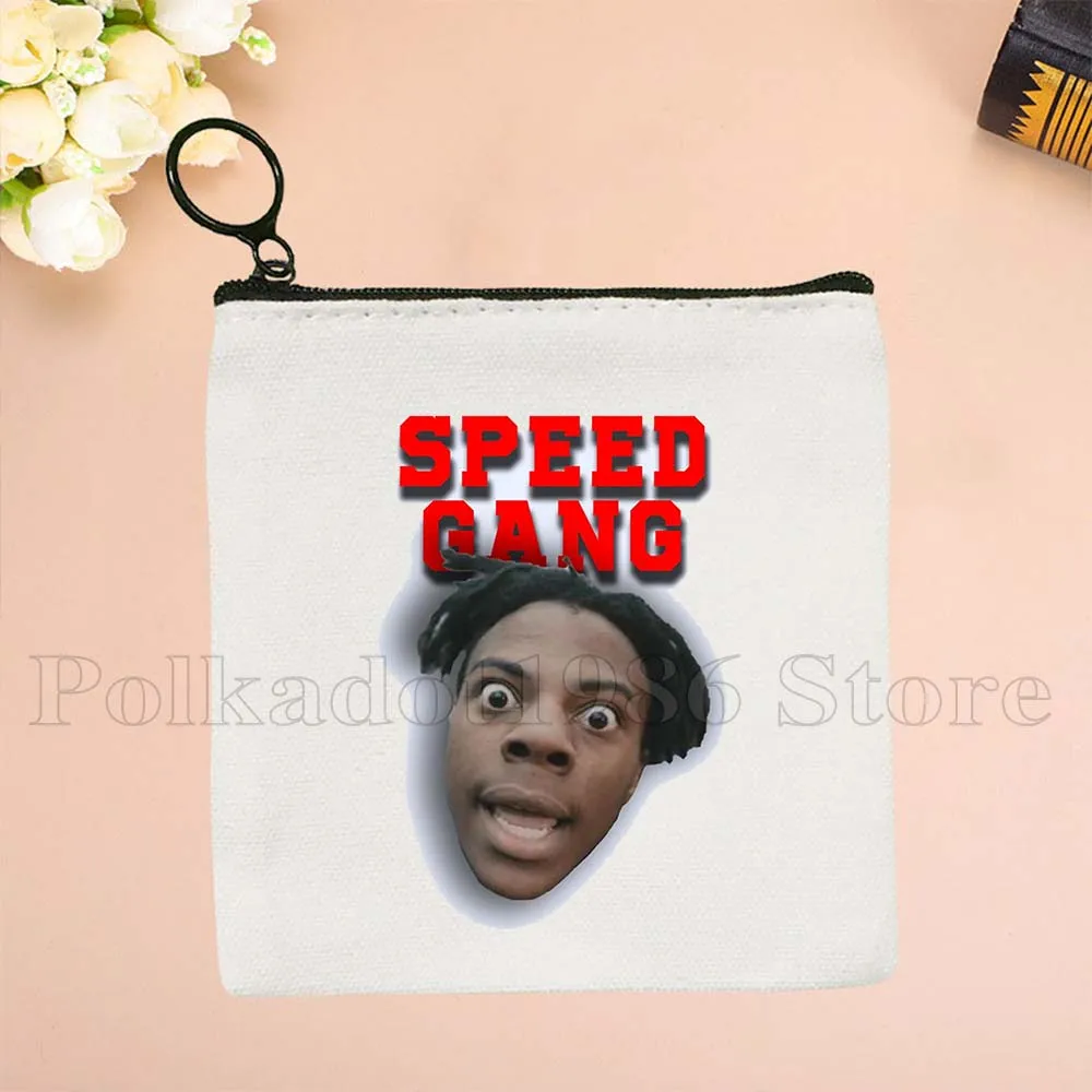 Funny Cute Darren Watkins IShowSpeed Speed Lover Fan Gift Canvas Coin Purse Bag Small Square Key Storage Card Bag Wallet Pouch