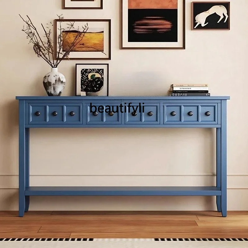 

Rural retro entrance table against the wall corridor decoration table shelf light luxury style door entry side table