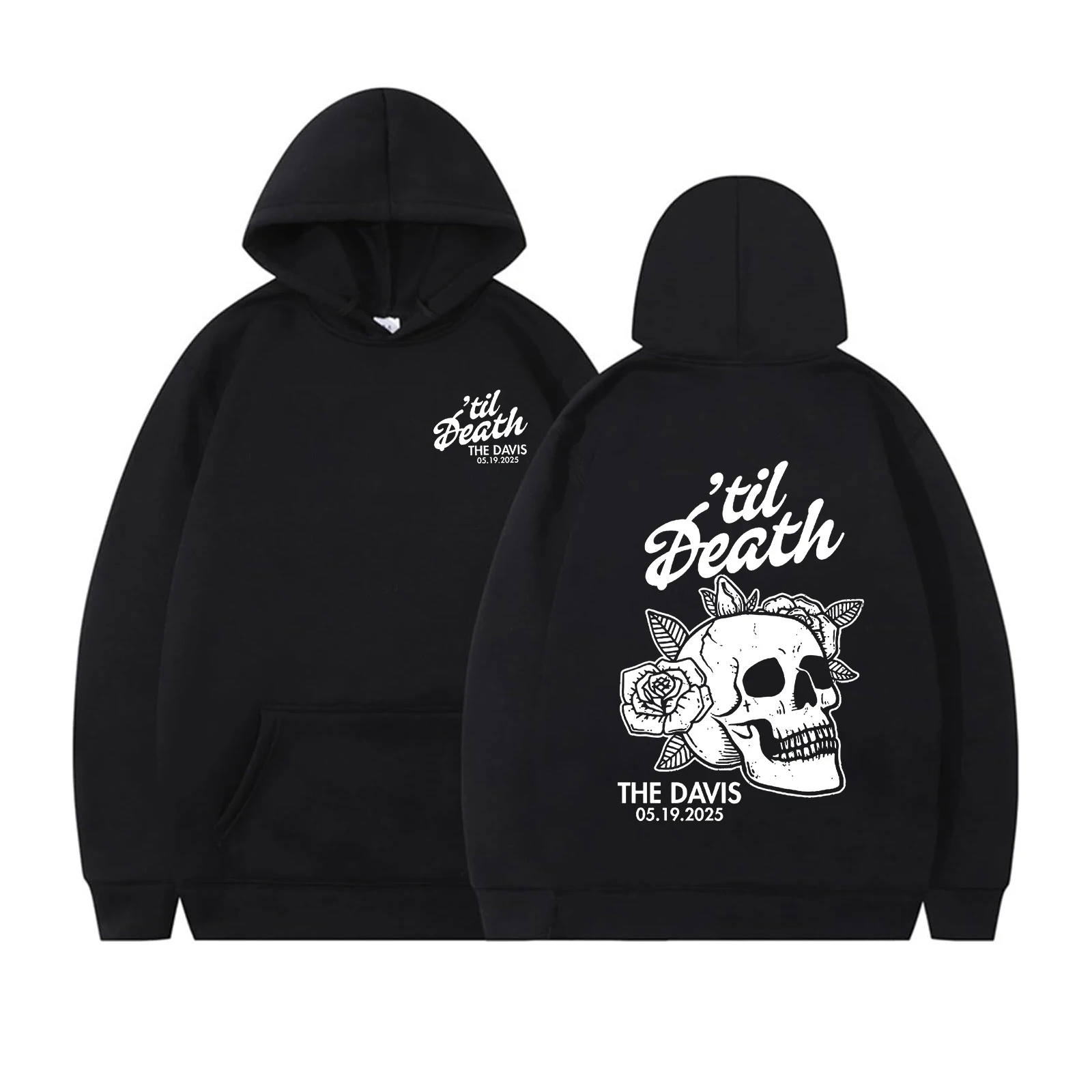 Até a morte esqueleto noiva moletom com capuz data de casamento recém-casado camisa até a morte casado casal despedida de solteira roupas de dia de casamento