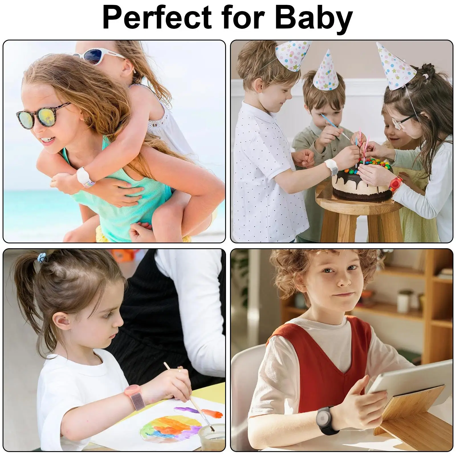 สายรัดข้อมือเด็กแบบ TPU ลายการ์ตูน สายไนลอนยืดหยุ่น กันน้ำ ปรับได้ ใช้แทนสายรัดข้อมือเด็ก สำหรับอุปกรณ์ติดตาม AirTag