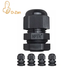 NPT Cable Glands Nylon PA66, 1/4” 3/8” 1/2” 3/4” 1