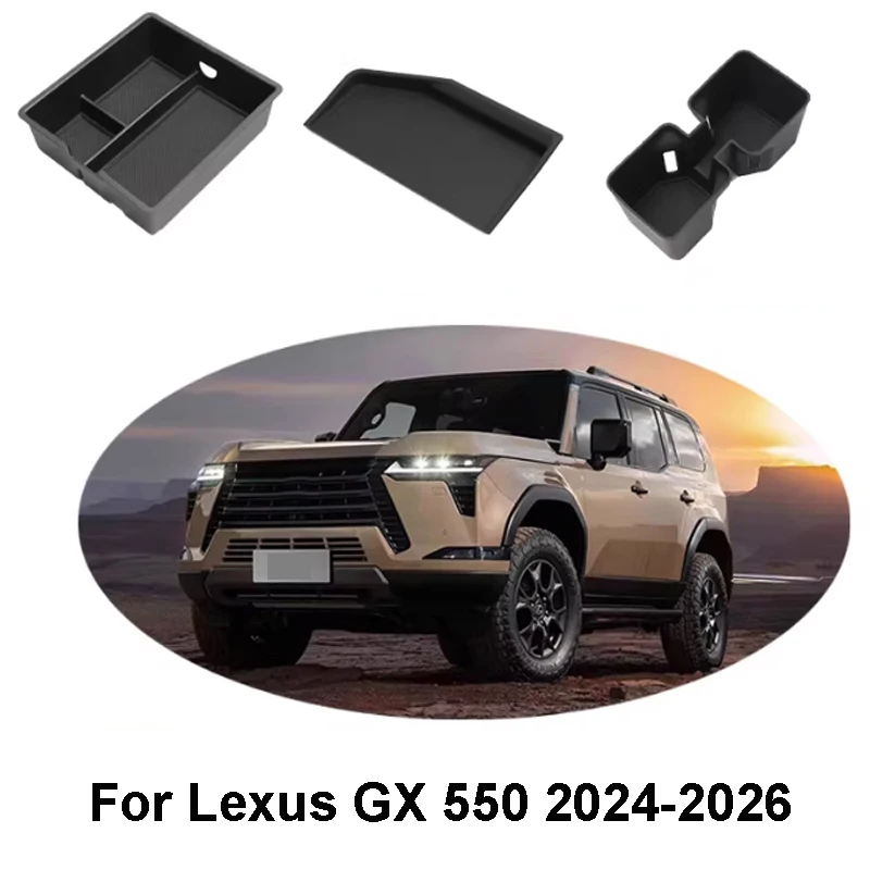 

For Lexus GX 550 GX550 2024-2026 Car Interior Storage Accessories Armrests Storage Boxes Water Cup Covers Silicone Pads