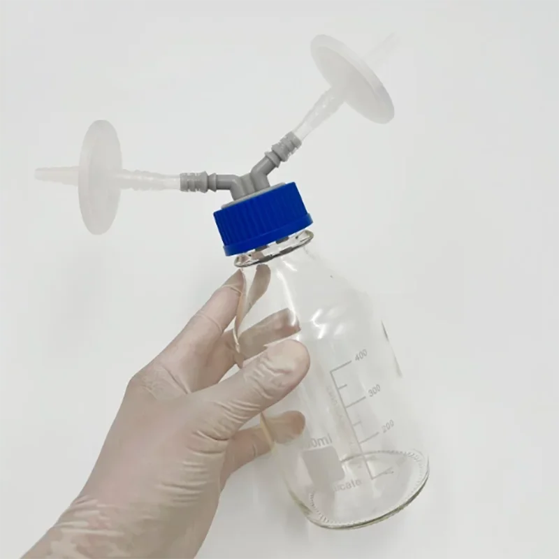 Plastic refill bottle cap two-way horn cap GL45 waste liquid cap vacuum bottle cache cap gas washing bottle