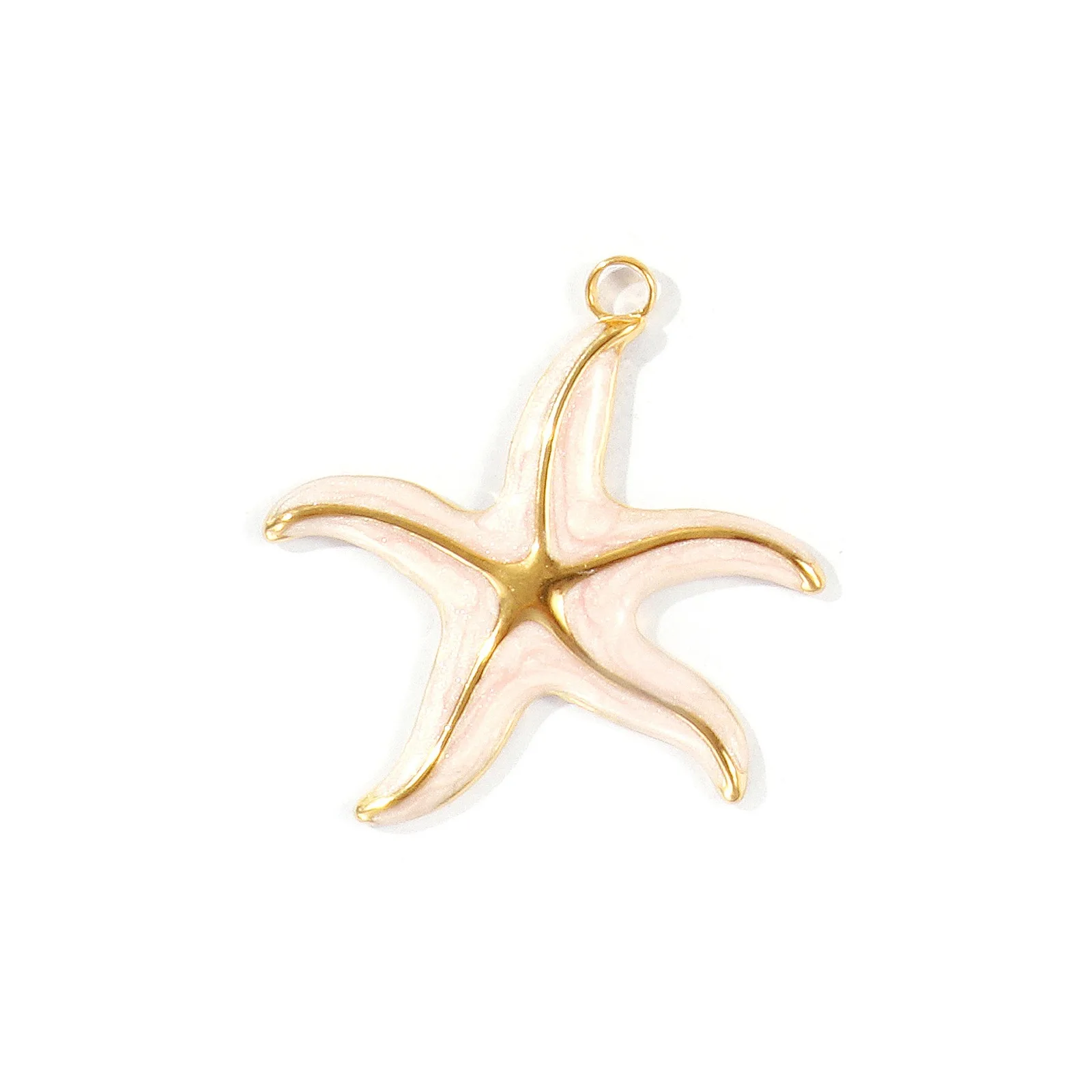 1 Stück Mehrfarbiger Emaille-Seestern-Muschel-Perlenanhänger aus 304 Edelstahl, 18K vergoldet, DIY-Halskette, Schmuck, Großhandel – Detail 1