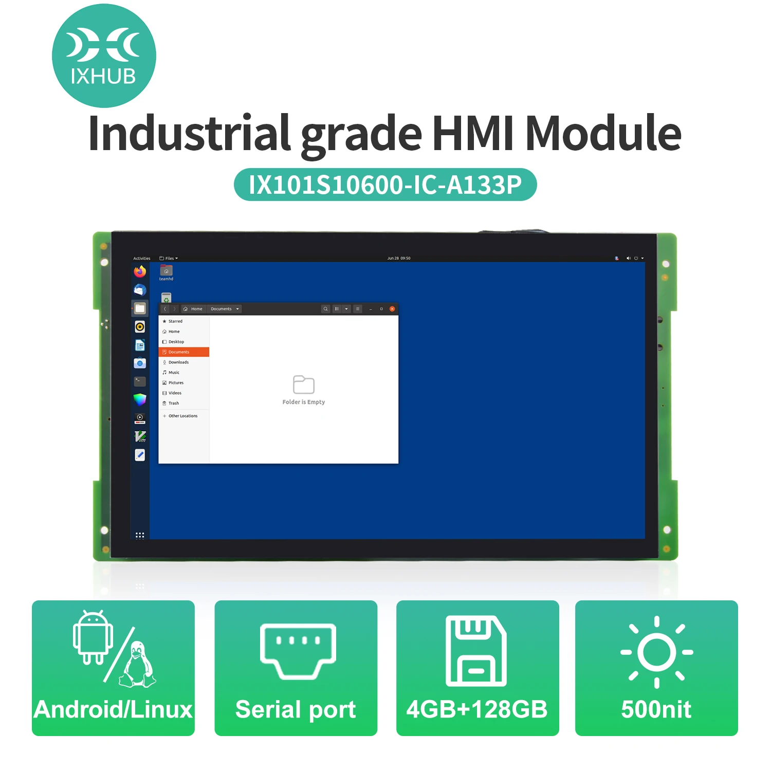 ixhub painel de toque capacitivo comercial com allwinner a133 cpu rede rs232 rs485 ips tft lcd modulo hmi 1024600 01