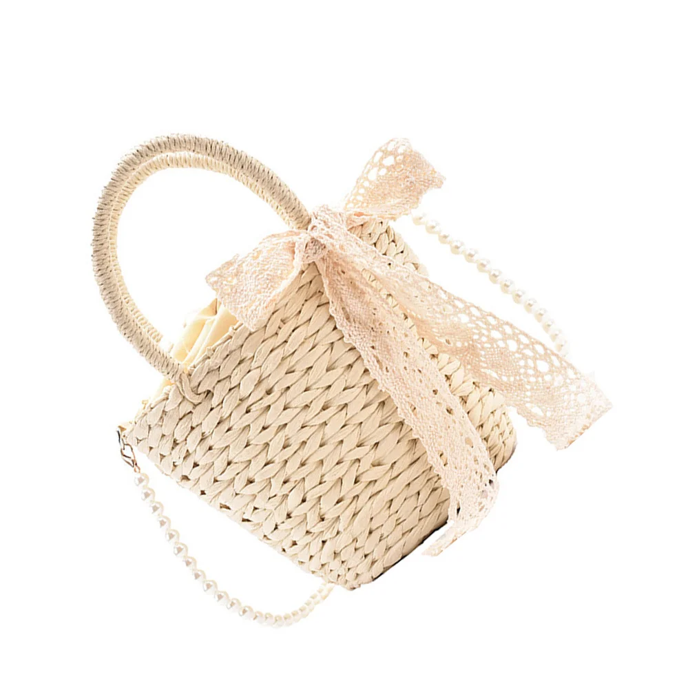 1 قطعة حقيبة يد للسفر امرأة حقيبة كتف أنيق القش المنسوجة حقيبة كروسبودي تخزين متوسطة السعة للمفاتيح عملات مريحة حمل #4