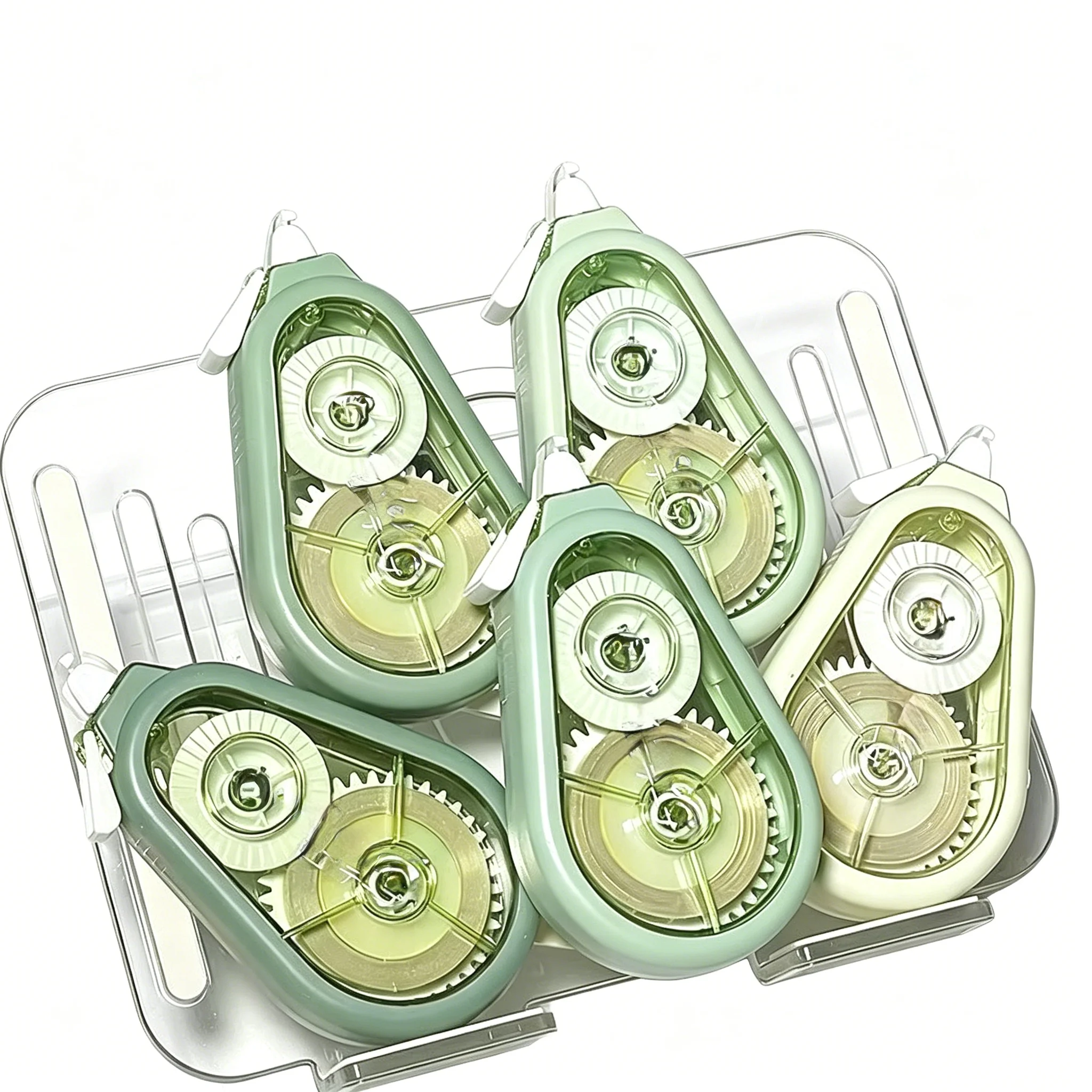5Pcs Correction Tape Set – Macaron Colors, Gradient Blue, Green, White – Smooth Dry-Erase Tape for School, Office, Jour
