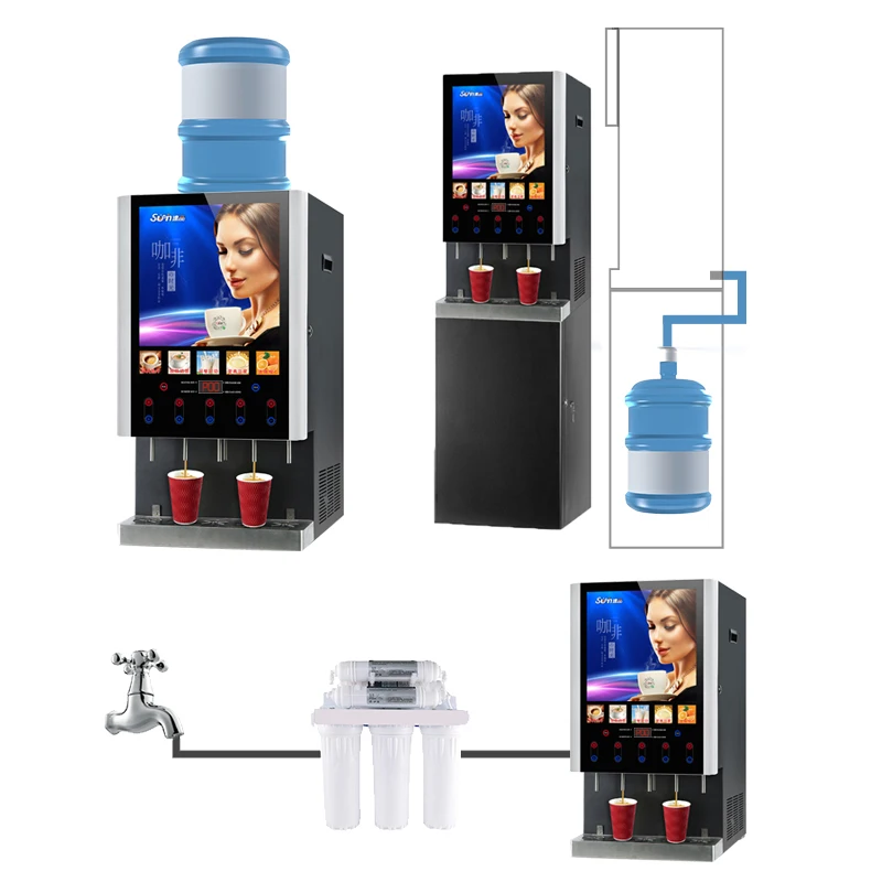 50SCW-12 Commercial Use Instant Coffee Machine 5 Hot 5 Cold Drinks Hot Water and Cold Water Coffee Dispenser