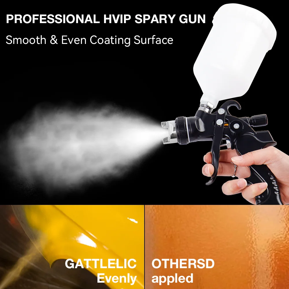 1.3mm/1.8mm Professional HVLP Spray Gun Set 600ml Cordless Paint Spray Gun for Furniture/Car Spray Painting Household Air Tools