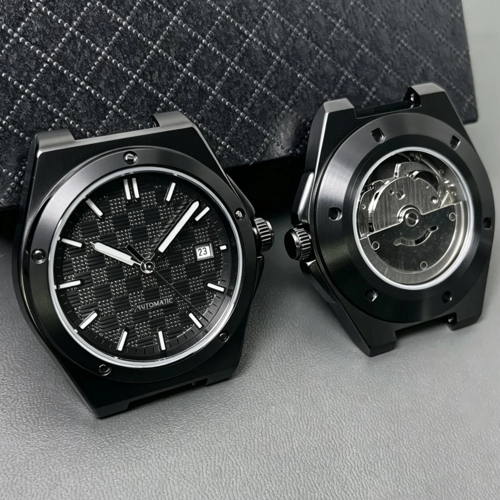 New stylish casual black men's mechanical watch face, replace the strap, equipped with MIYOTA 8215/ST1612 movement men's watch