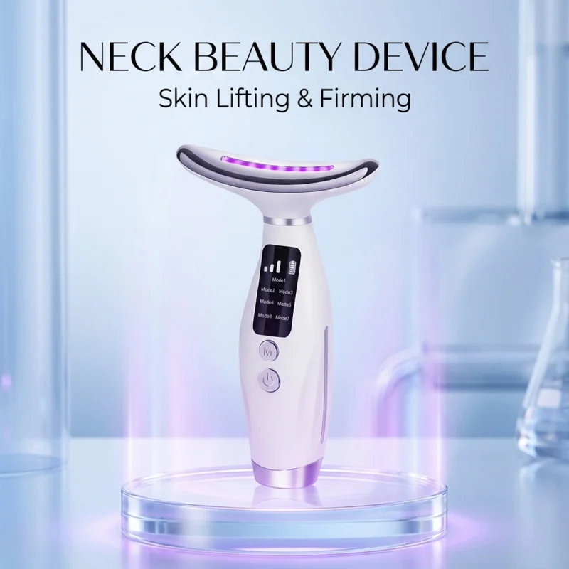 7 Colors LED Photon Therapy Face Neck Massager 3 Adjustable Gears Vibration Anti Wrinkle Skin Tightening Lifting Home Beauty Dev view 3