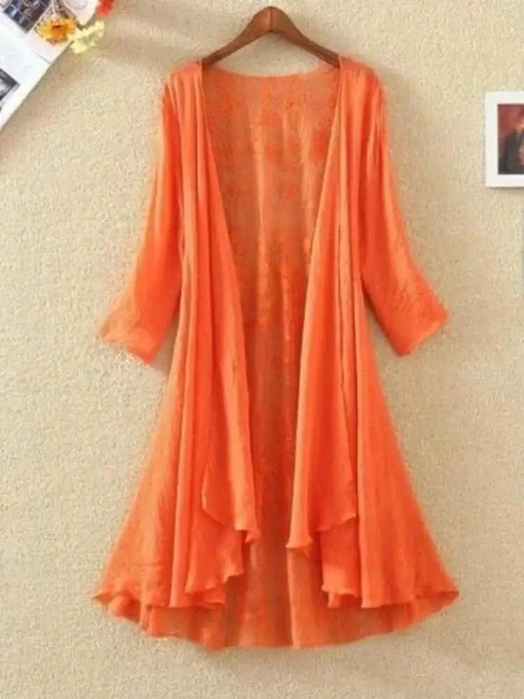 Giacca da donna in pizzo estiva elegante mezza manica ricamo floreale cappotti in pizzo sottile capispalla cardigan bianco da donna