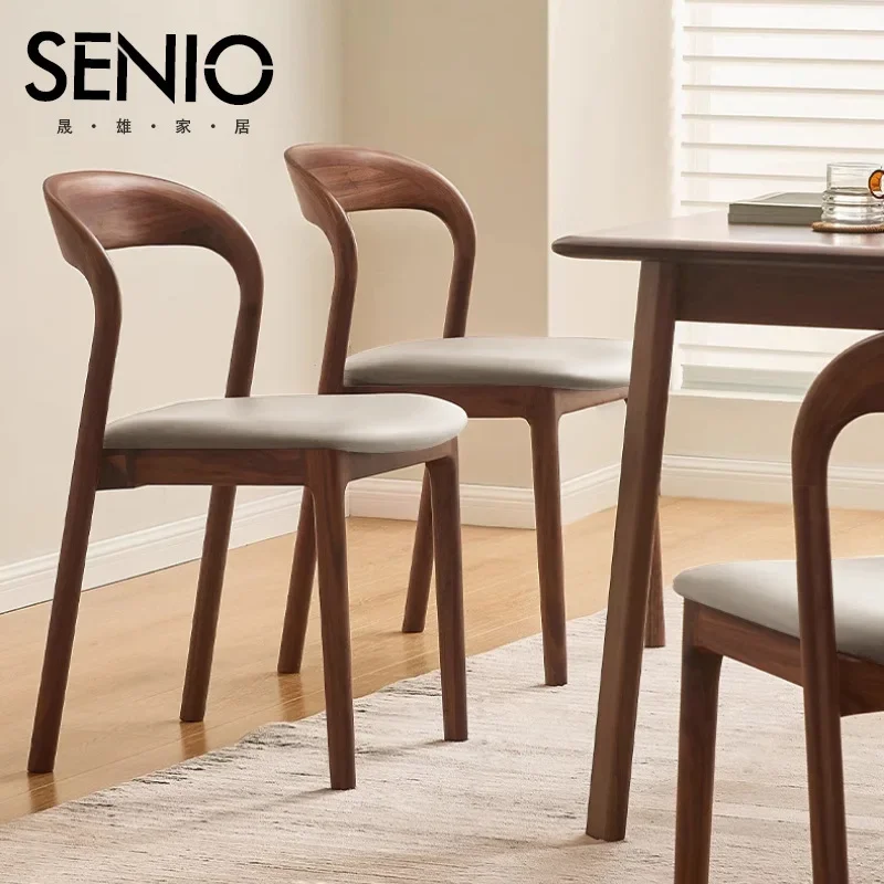 Solid Wood Dining Chair Wabi-sabi Style Log Backrest Simple Household Stool Hotel High-end Designer Restaurant Chair