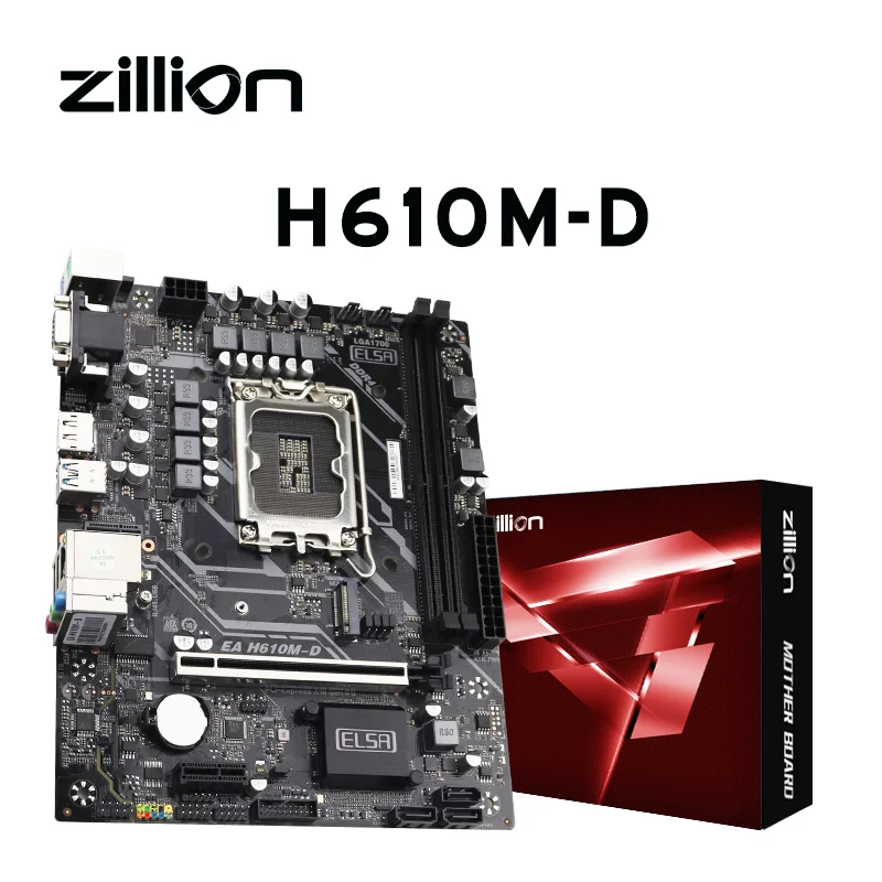 

Материнская плата Zillion H610 ATX LGA 1700 Dual DDR4 с поддержкой 1000 го поколения, Intel Core i3/i5/i7 Мбит/с M.2 NVME SATA