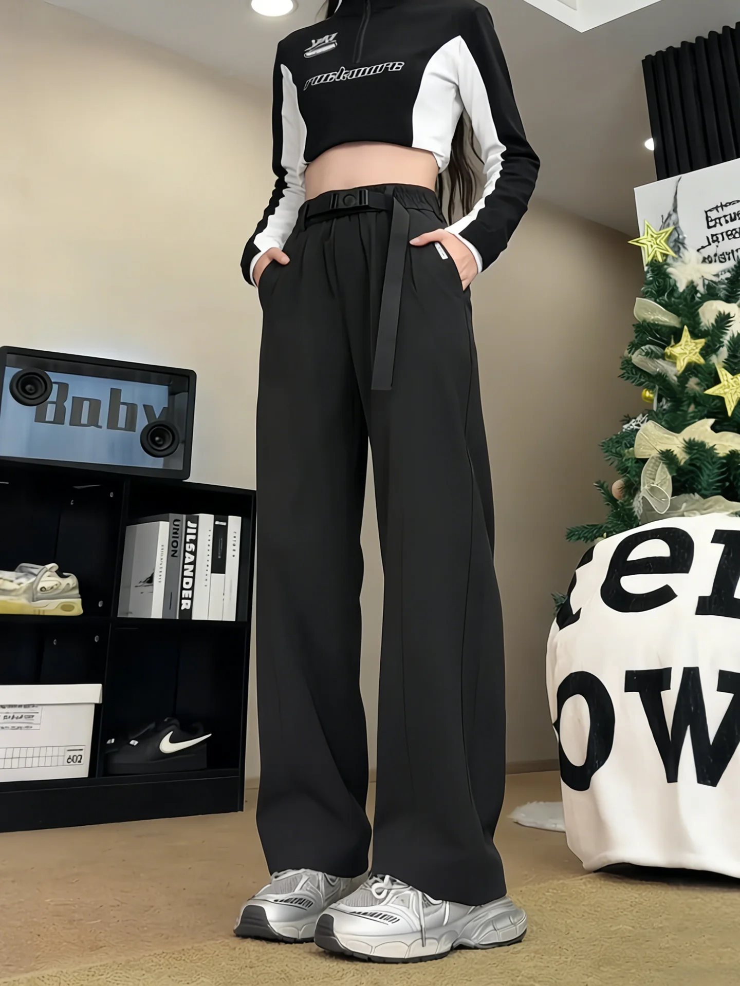 

Bla Straight Leg Casual Pants Men Women Spring Cleanfit Slimming Knife Trousers Durable Polyester Spandex Blend