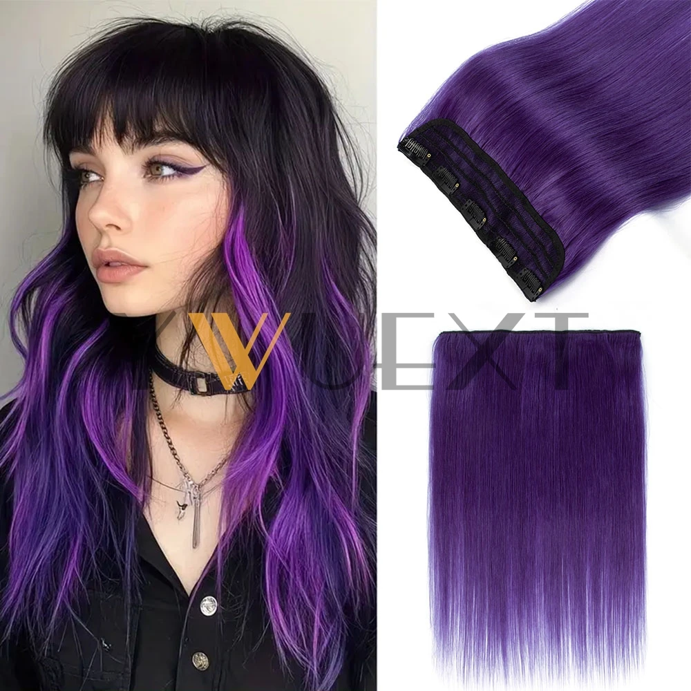 Light Weight Clip in Human Hair One Piece Fancy Colors 9 inches Width with 5 Clips Natural Straight Clip in Hairpiece 12''-20''