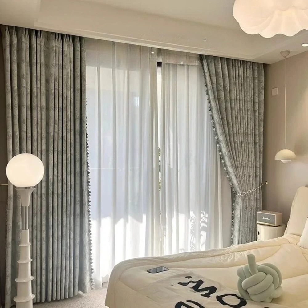 Luxury Chenille Curtains for Living Room Bedroom Jacquard Senior American Living Room Bedroom Study Blackout Villa European