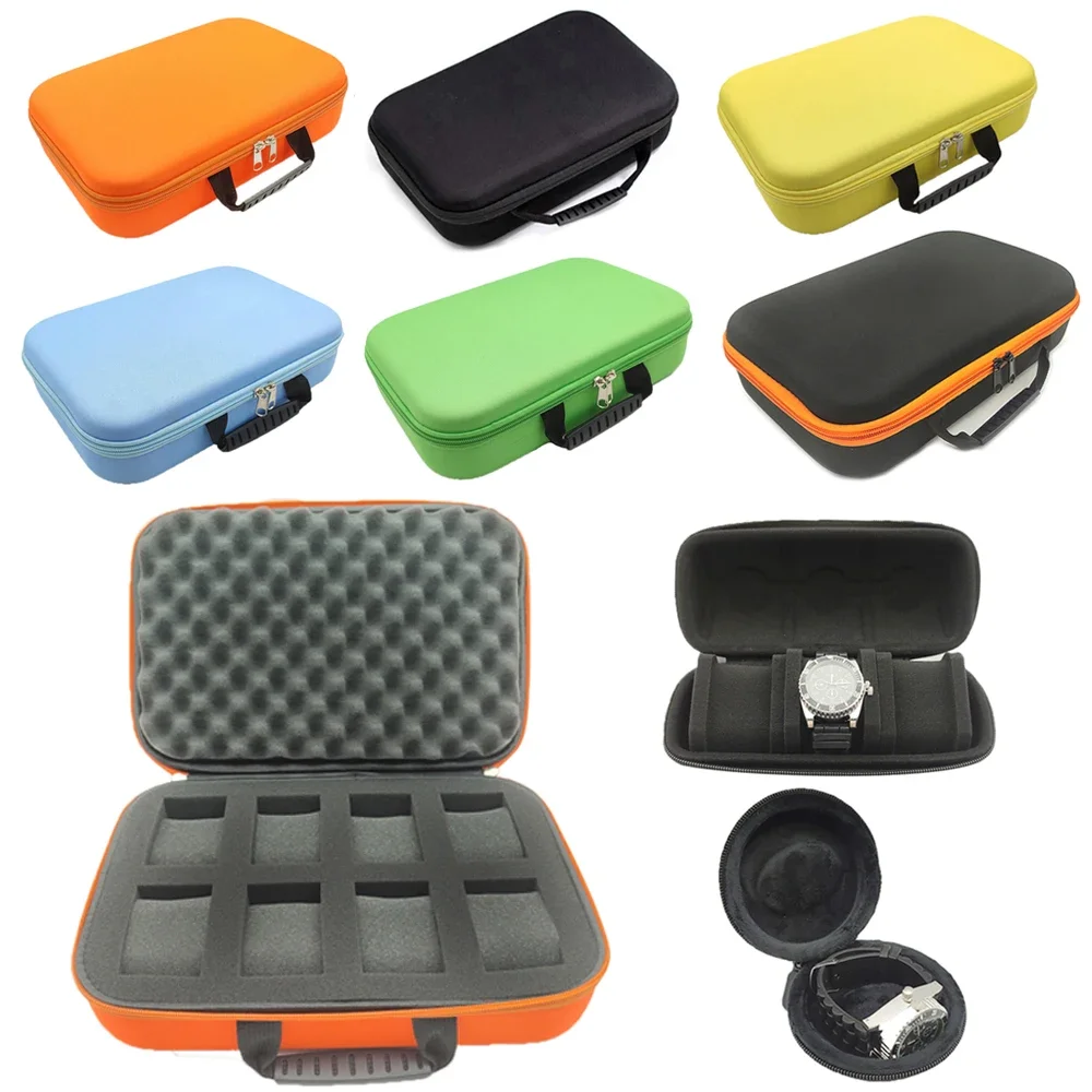 Tragbare EVA-Uhrenbox, Farbenfrohe Uhrenaufbewahrung, Organizer, Schützende Sicherheits-Aufbewahrungstasche aus Canvas und Schaumstoff, Stoßfeste EVA-Werkzeugtasche – Detail 1